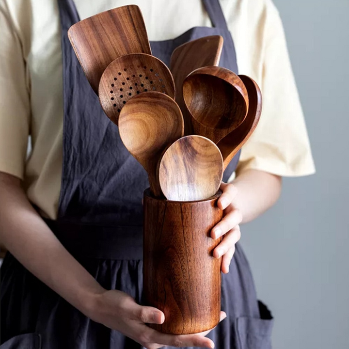 EcoChef – Set aus Teakhölzernen Küchenaccessoires