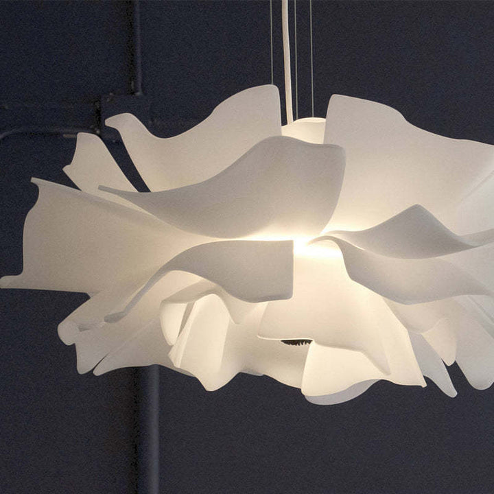 Bella - Moderne Design Hängelampe Blume Weiß Metall für Wohnzimmer und Schlafzimmer