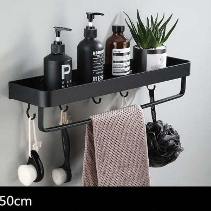 Schwarzes Badregal aus Space Aluminium zur Wandmontage