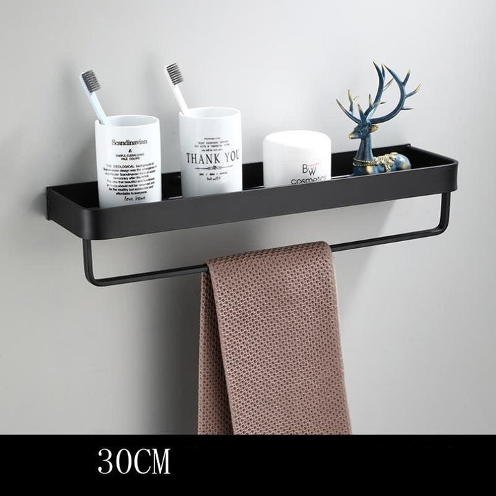 Schwarzes Badregal aus Space Aluminium zur Wandmontage