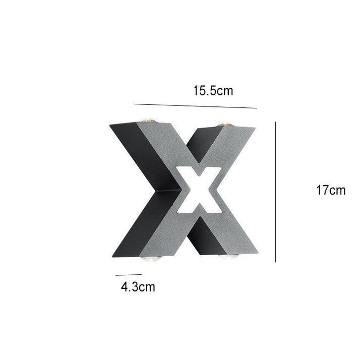 Moderne Waterproof X-förmige LED-Wandleuchte mit 4 Lichtern für Außen