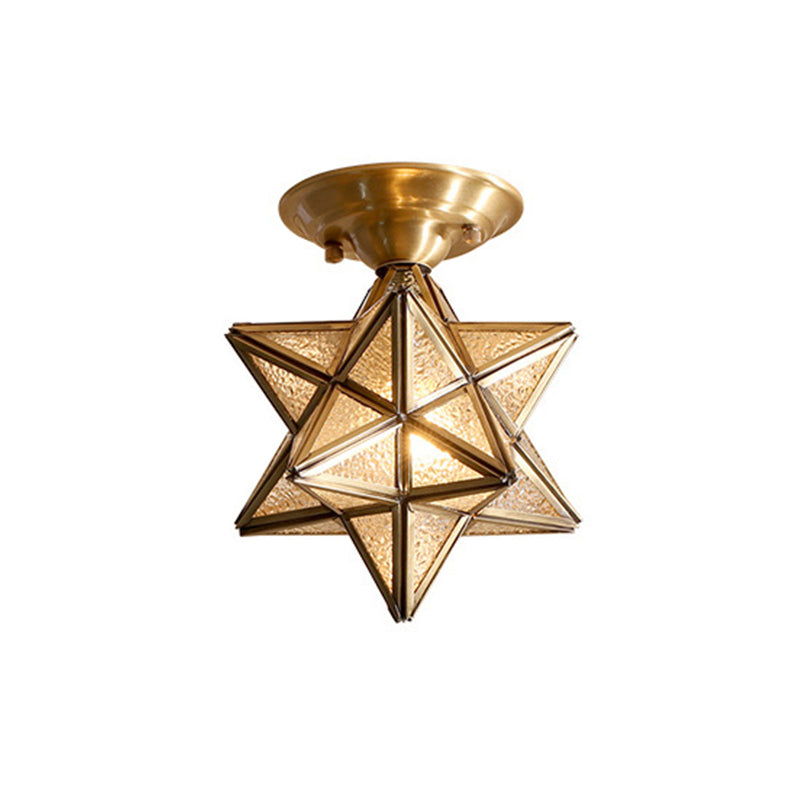 Deckenleuchte aus Messing im traditionellen Stil mit transparentem Glas - StarGlow
