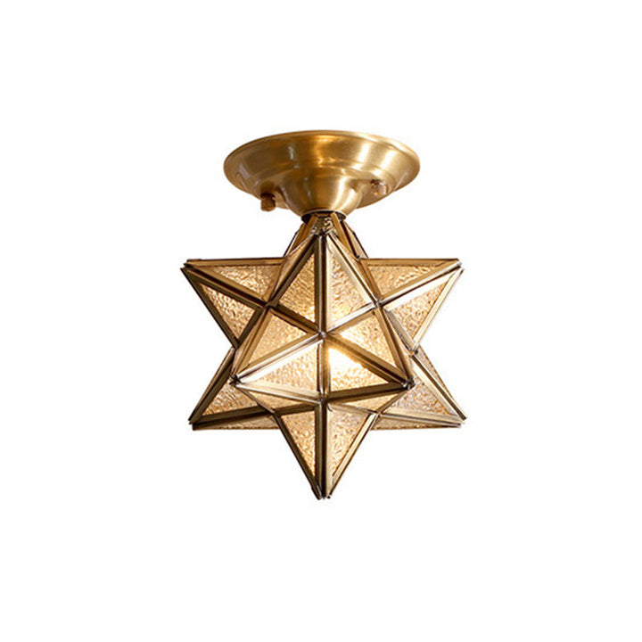 Deckenleuchte aus Messing im traditionellen Stil mit transparentem Glas - StarGlow