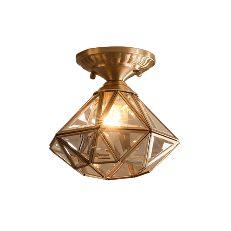 Deckenleuchte aus Messing im traditionellen Stil mit transparentem Glas - StarGlow