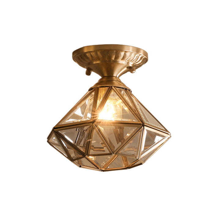 Deckenleuchte aus Messing im traditionellen Stil mit transparentem Glas - StarGlow