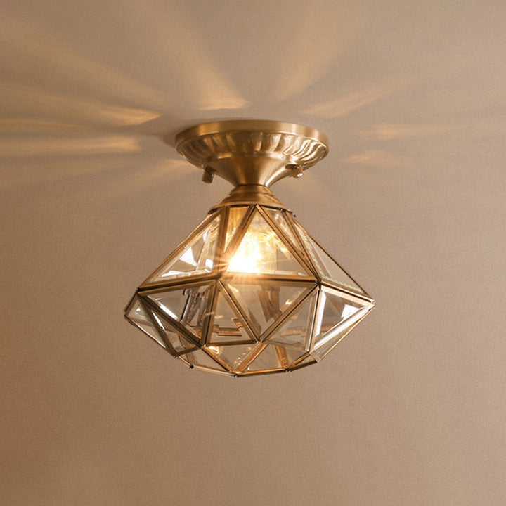 Deckenleuchte aus Messing im traditionellen Stil mit transparentem Glas - StarGlow