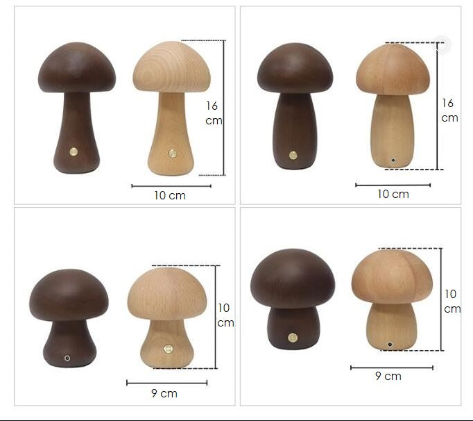 LUMONIGHT | Houten Paddenstoel LED-nachtlampje met Touch-schakelaar | Sfeervolle Verlichting | Kindvriendelijk