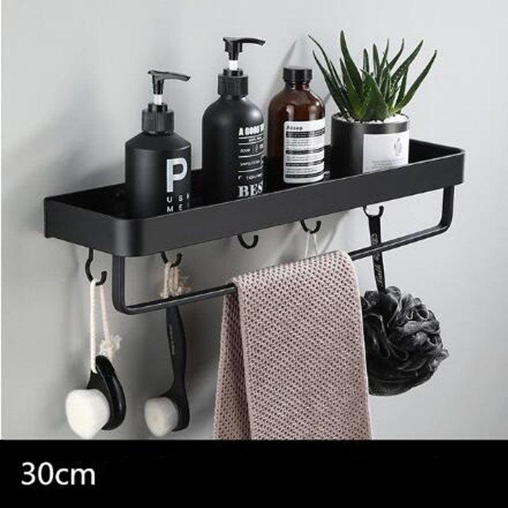Schwarzes Badregal aus Space Aluminium zur Wandmontage