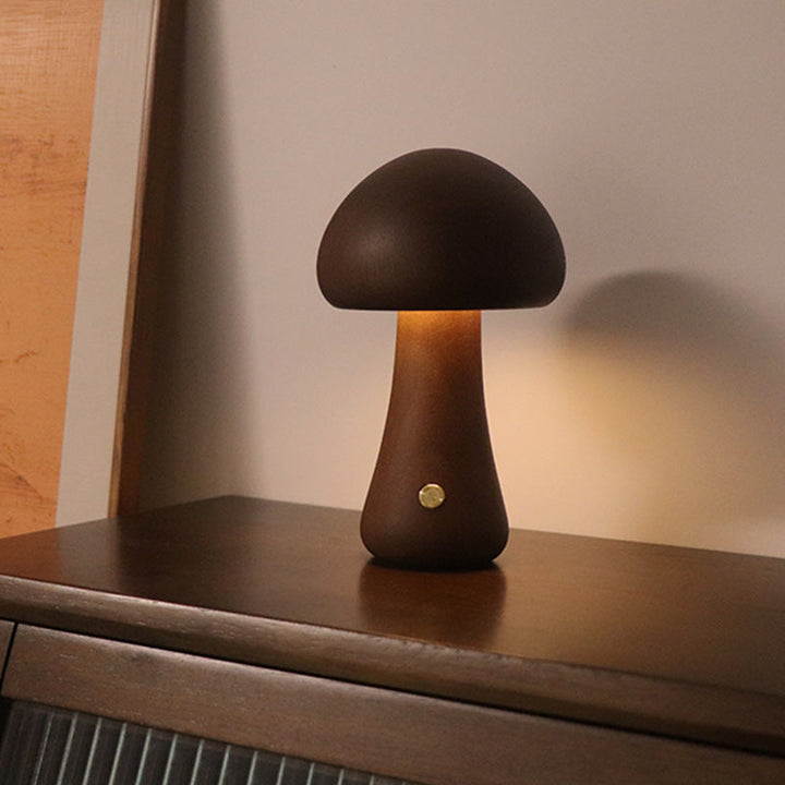 LUMONIGHT | Houten Paddenstoel LED-nachtlampje met Touch-schakelaar | Sfeervolle Verlichting | Kindvriendelijk