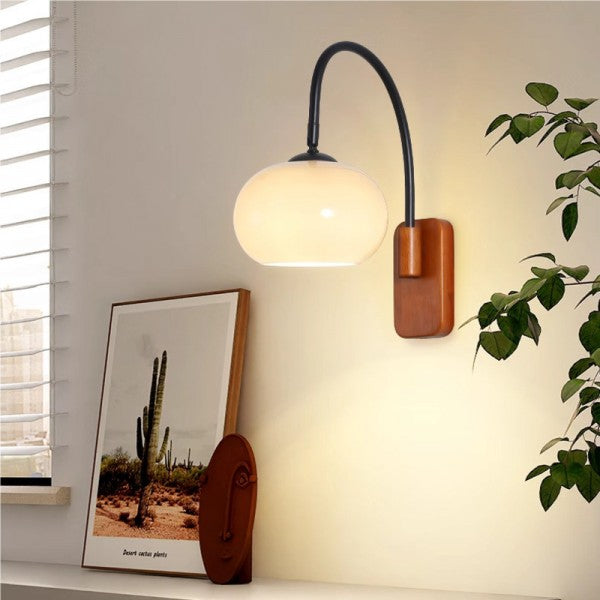 Drehbare Bauhaus-Wandlampe aus Kaki-Glas – Elegant und Flexibel
