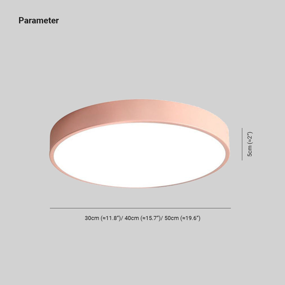 Moderne Runde LED-Deckenleuchte Morandi Aus Rosafarbenem Und Grauem Metall Für Das Wohnzimmer