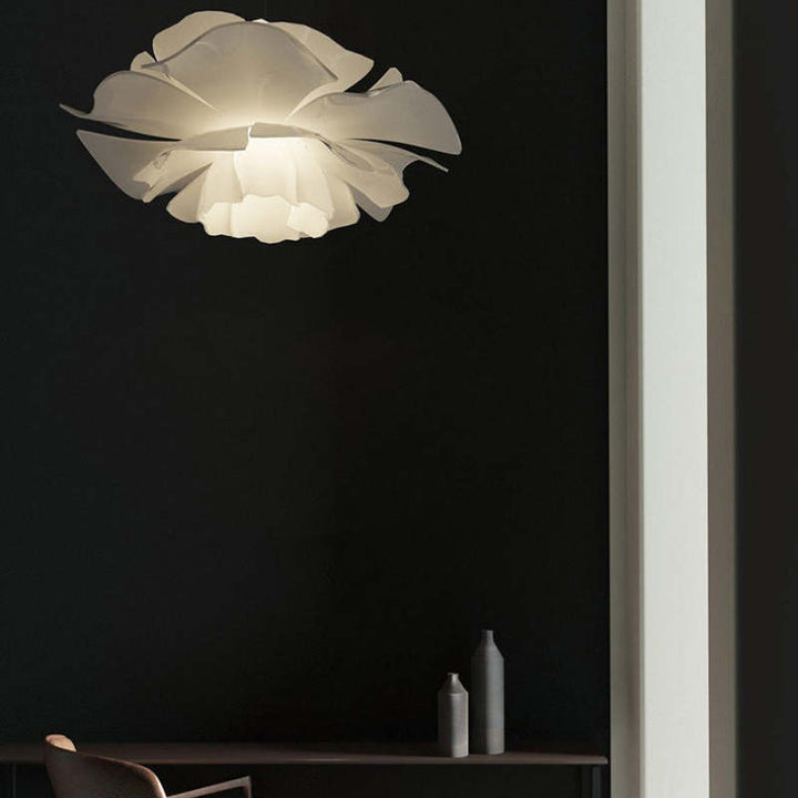 Bella - Moderne Design Hängelampe Blume Weiß Metall für Wohnzimmer und Schlafzimmer