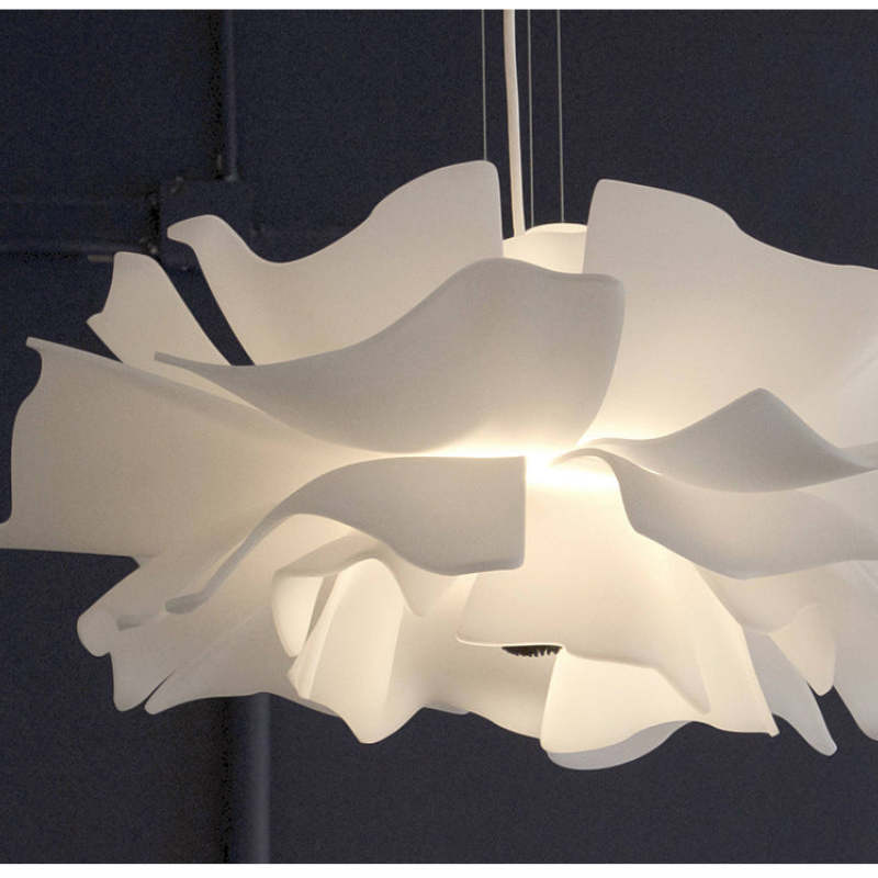Bella - Moderne Design Hängelampe Blume Weiß Metall für Wohnzimmer und Schlafzimmer