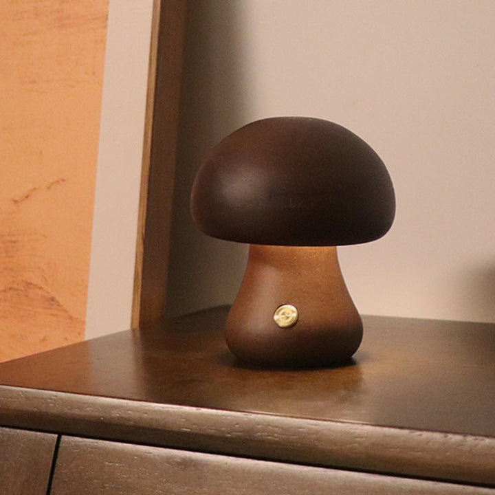 LUMONIGHT | Houten Paddenstoel LED-nachtlampje met Touch-schakelaar | Sfeervolle Verlichting | Kindvriendelijk