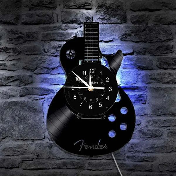 Gitarren Vinyl Schallplatten-Wanduhr - Bringen Sie musikalisches Flair in Ihren Raum