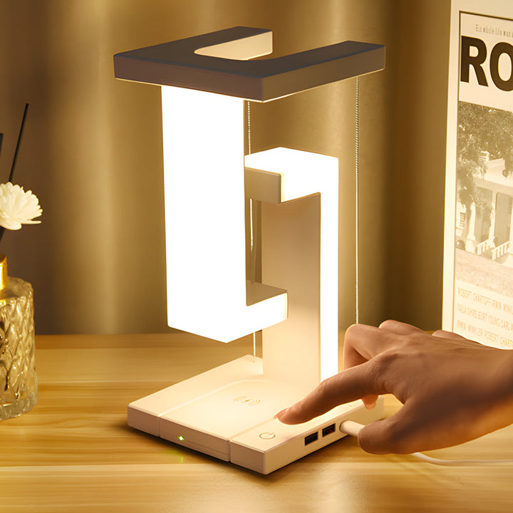 GlowGenie – Schwebende Anti-Schwerkraft-Tischlampe Mit Kabelloser Aufladung Und LED-Beleuchtung