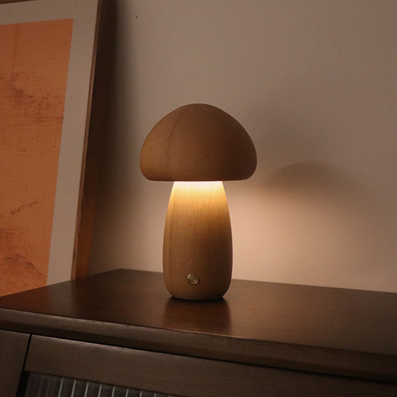 LUMONIGHT | Houten Paddenstoel LED-nachtlampje met Touch-schakelaar | Sfeervolle Verlichting | Kindvriendelijk