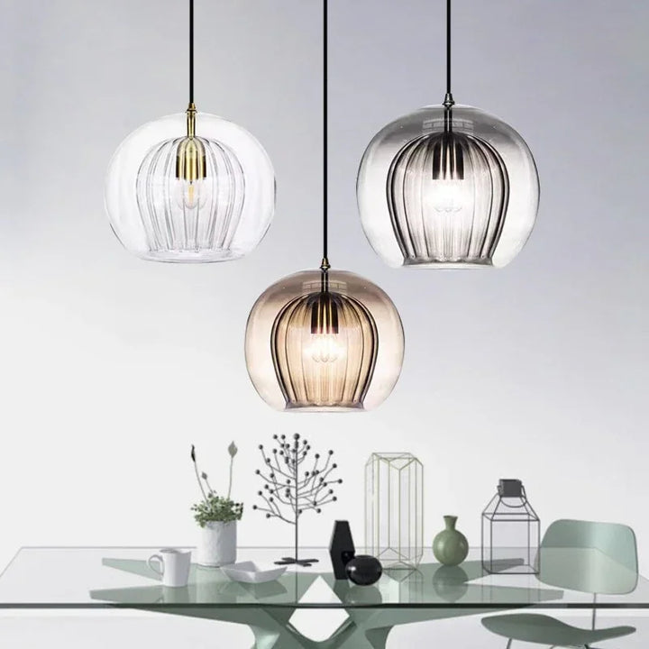 TimberGlow – Moderne Hängelampe aus Glas