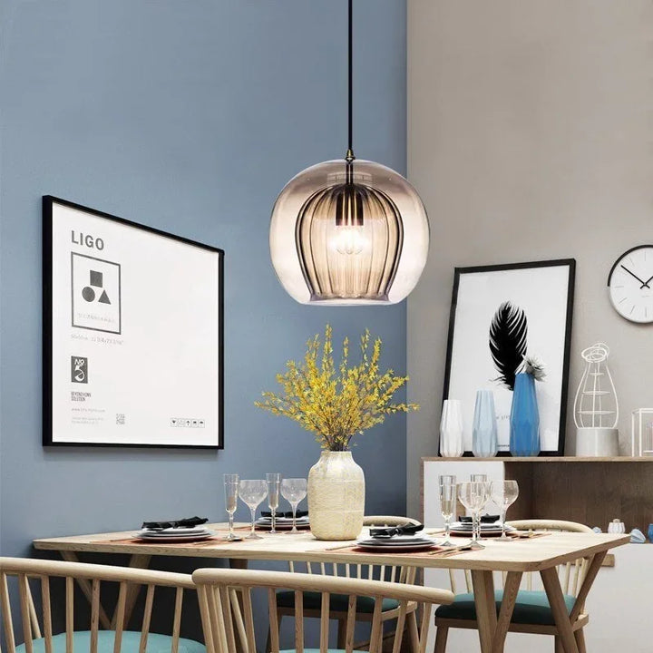 TimberGlow – Moderne Hängelampe aus Glas