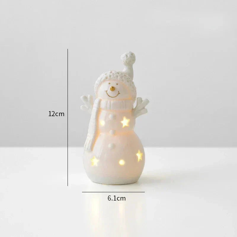 Leuchtender Keramik-Schneemann – Festliche Dekofigur für Gemütliche Winterabende