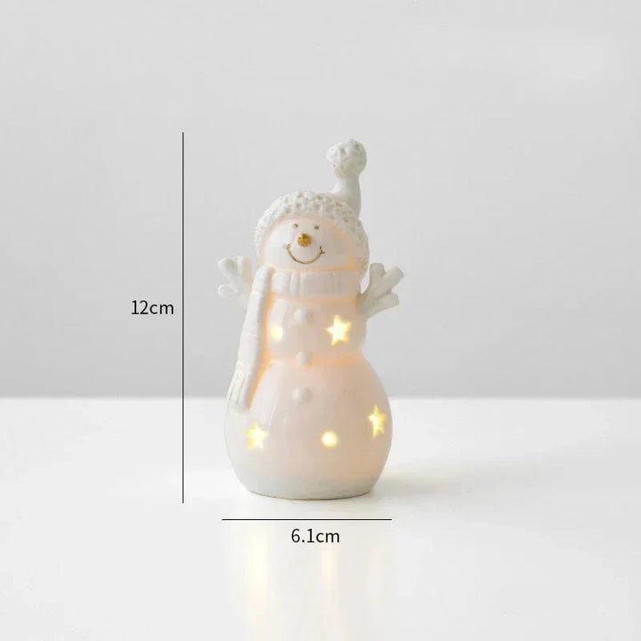 Leuchtender Keramik-Schneemann – Festliche Dekofigur für Gemütliche Winterabende
