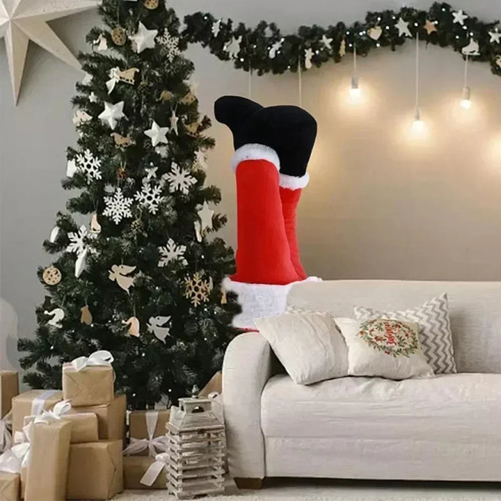 Weihnachtsmann Beine – Lustige Weihnachtsdekoration mit den Beinen des Weihnachtsmanns