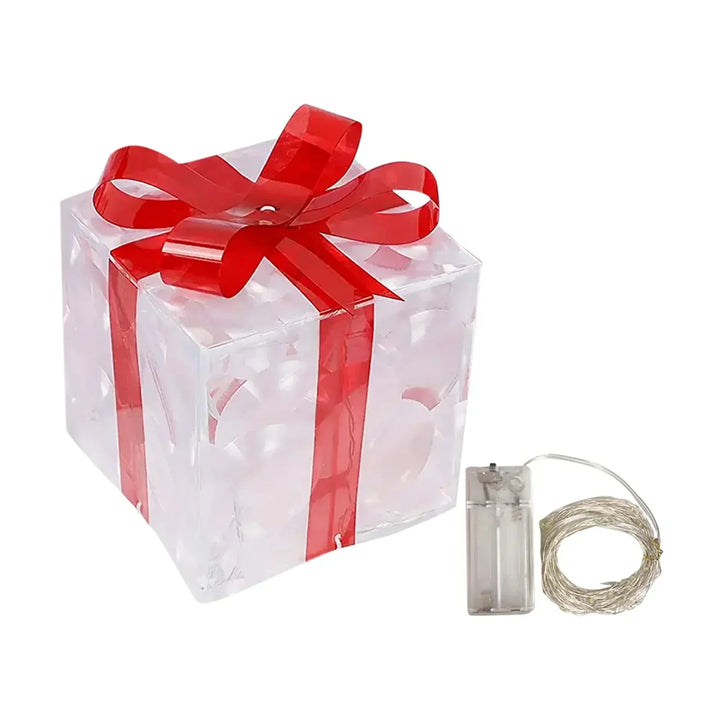EclatDeNoel - Leuchtendes Geschenkbox-Ornament mit Schleife