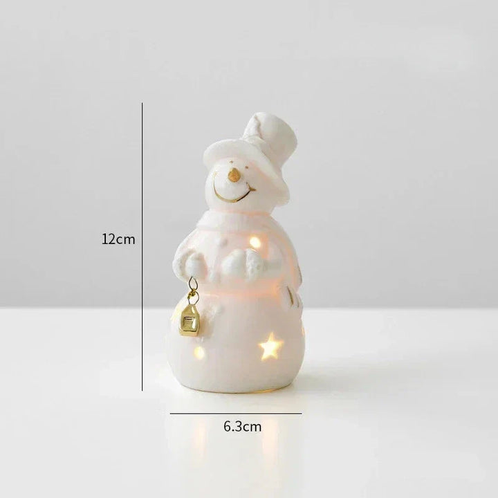 Leuchtender Keramik-Schneemann – Festliche Dekofigur für Gemütliche Winterabende
