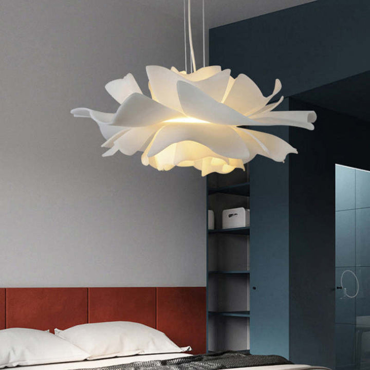Bella - Moderne Design Hängelampe Blume Weiß Metall für Wohnzimmer und Schlafzimmer