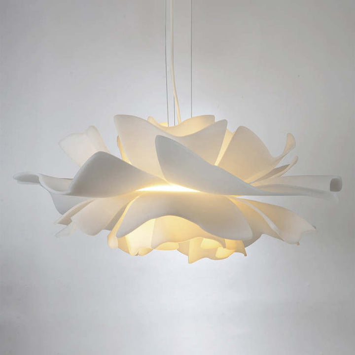 Bella - Moderne Design Hängelampe Blume Weiß Metall für Wohnzimmer und Schlafzimmer