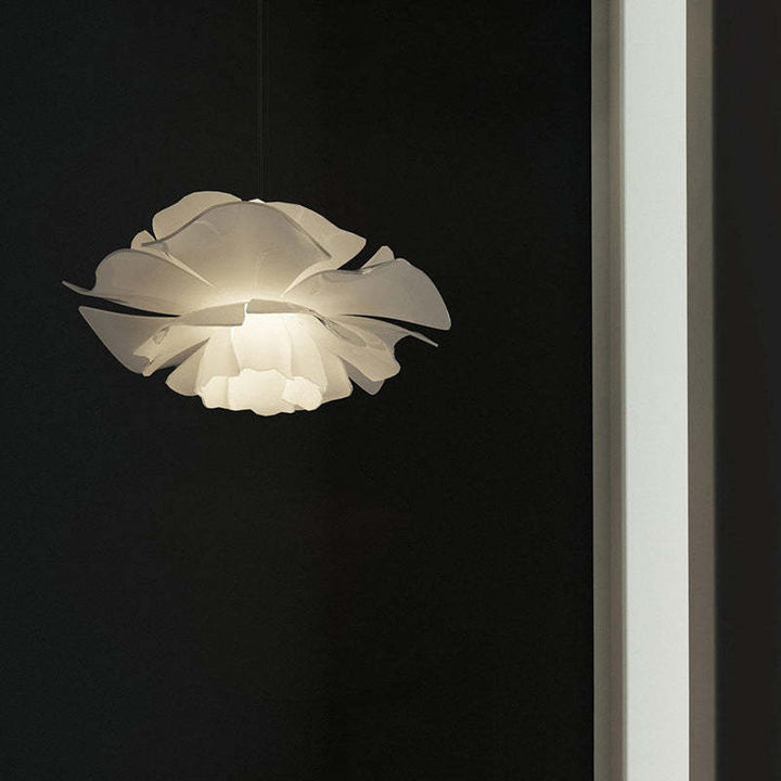 Bella - Moderne Design Hängelampe Blume Weiß Metall für Wohnzimmer und Schlafzimmer