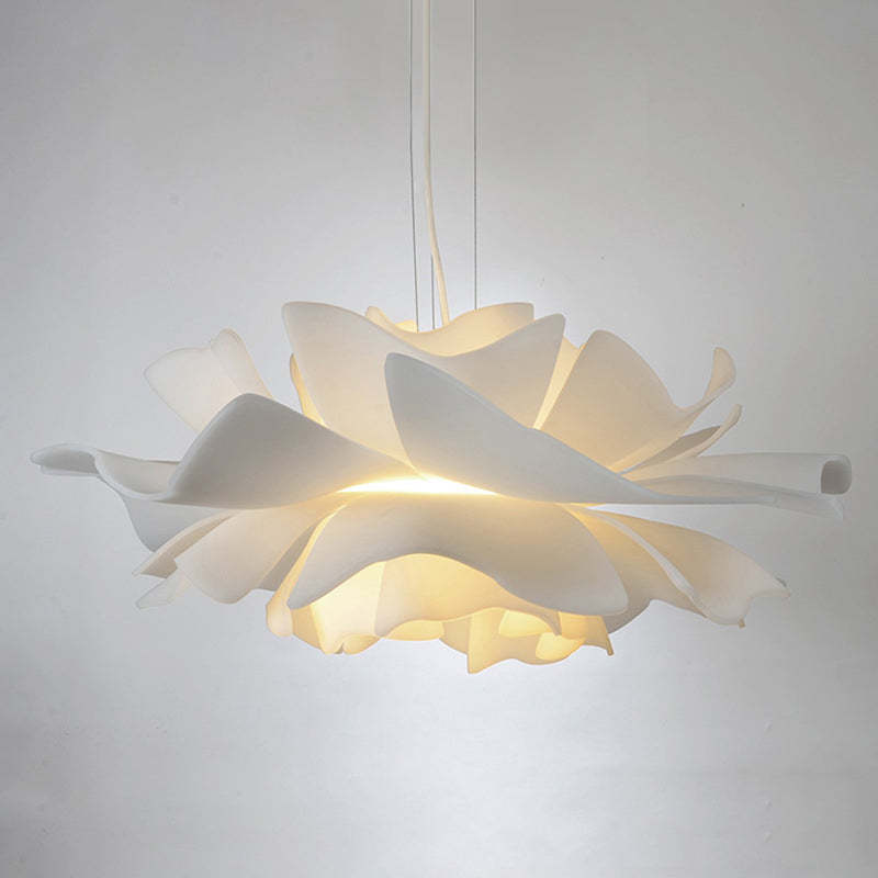 Bella - Moderne Design Hängelampe Blume Weiß Metall für Wohnzimmer und Schlafzimmer