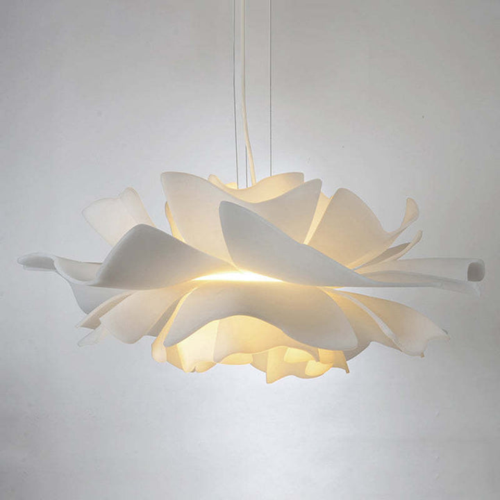 Bella - Moderne Design Hängelampe Blume Weiß Metall für Wohnzimmer und Schlafzimmer