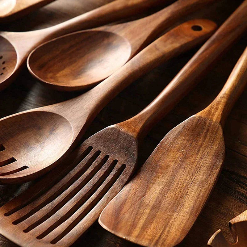 EcoChef – Set aus Teakhölzernen Küchenaccessoires
