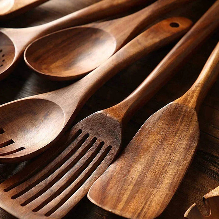 EcoChef – Set aus Teakhölzernen Küchenaccessoires