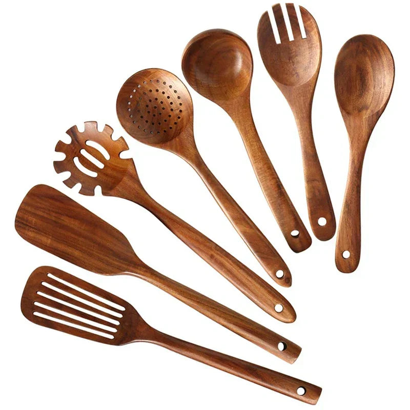 EcoChef – Set aus Teakhölzernen Küchenaccessoires