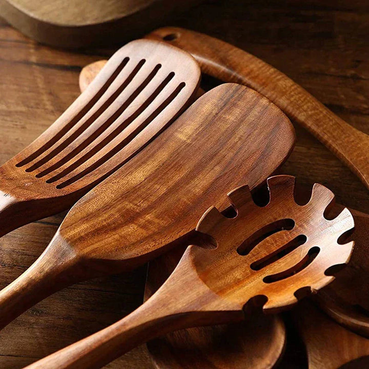 EcoChef – Set aus Teakhölzernen Küchenaccessoires