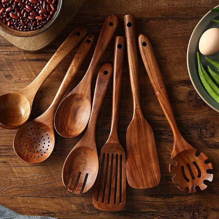 EcoChef – Set aus Teakhölzernen Küchenaccessoires